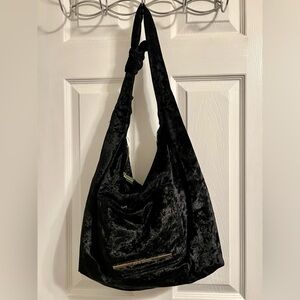Steve Madden Black Crushed Velvet Shoulder Bag